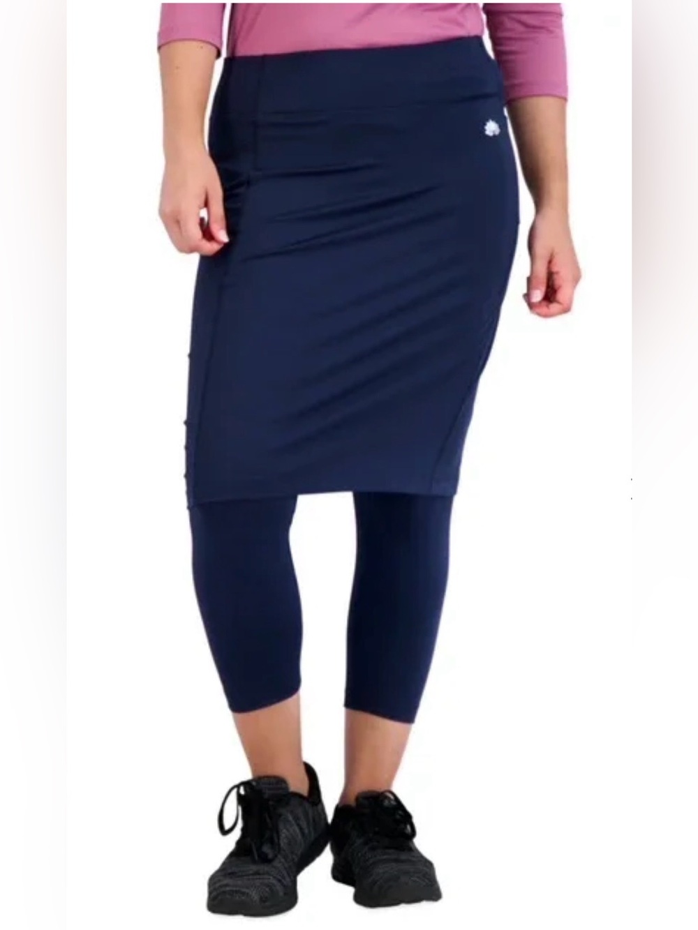 Women's Navy Pencil Skirt with Attached Capri Leggings